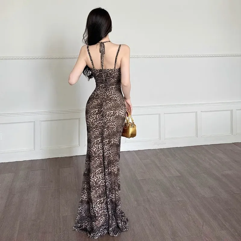 MIMOSA CHUR Slip Dresses Women's Leopard Print-4