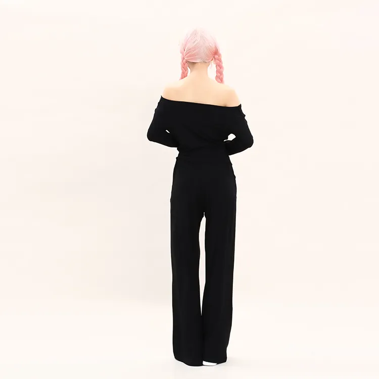 MIMOSA CHUR Knitted Fabric Long-Sleeved Loose Fit Top Comfortable Soft Pants Set Women's-2