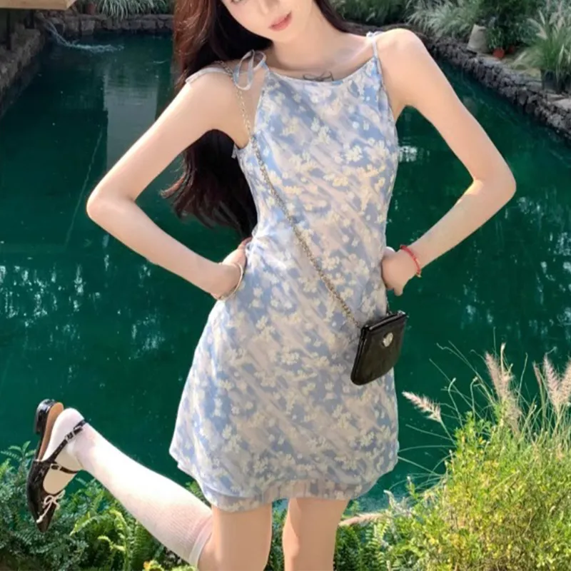 MIMOSA CHUR Slip Dresses Women's Blue-3