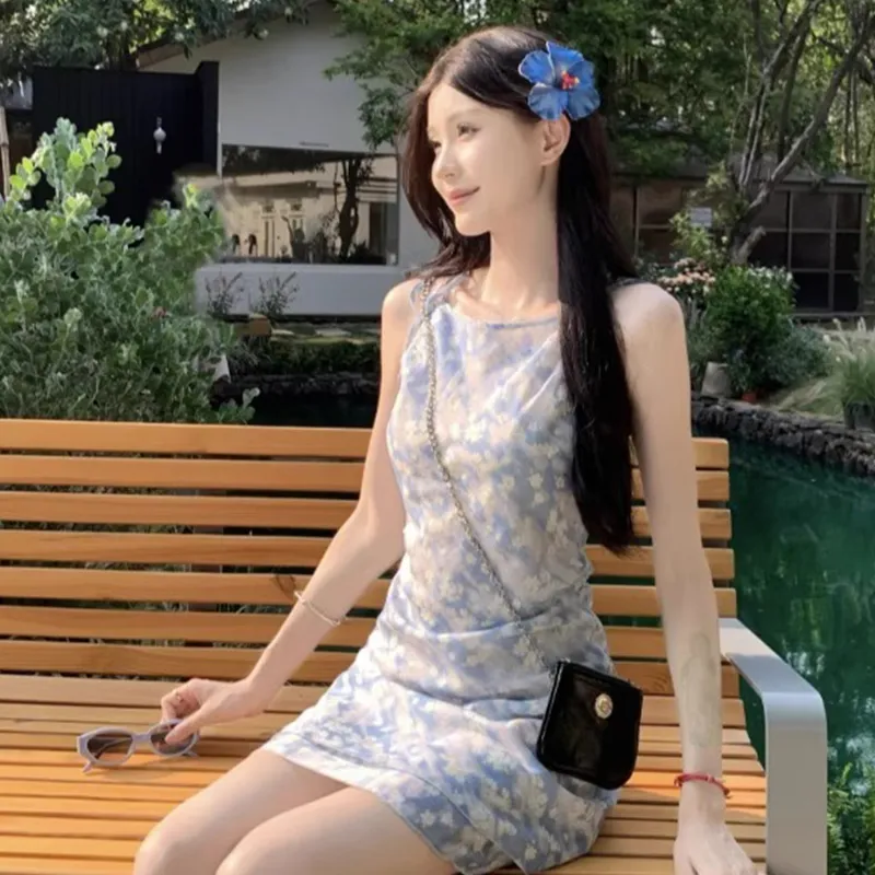 MIMOSA CHUR Slip Dresses Women's Blue-7