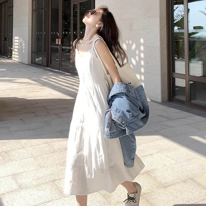 MISS VIGOR Slip Dresses Women's White-4