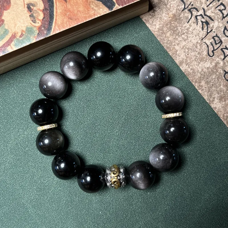 GLMD Natural Obsidian Rich Overnight Beaded Bracelet Unisex-4