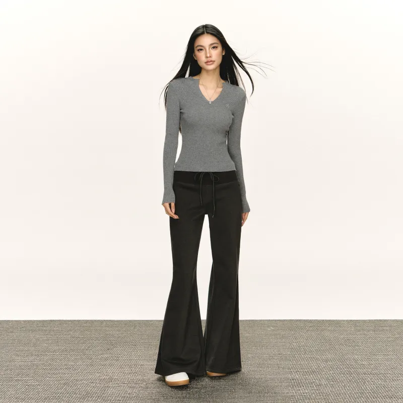 Ariseism Wide Waistband Wide Leg Flared Casual Pants For Women's Spring Long Pants Women's-11