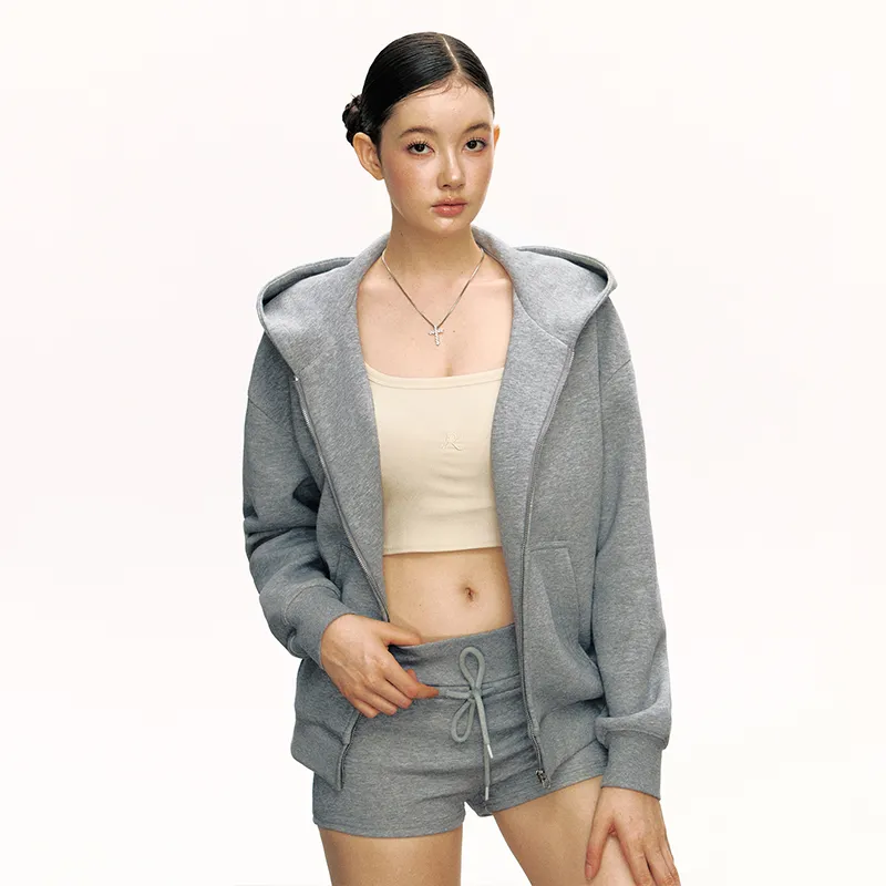 Ariseism Solid Color Hoodie Coat+Shorts Two Piece Set For Fall And Winter New Arrival Women's-2