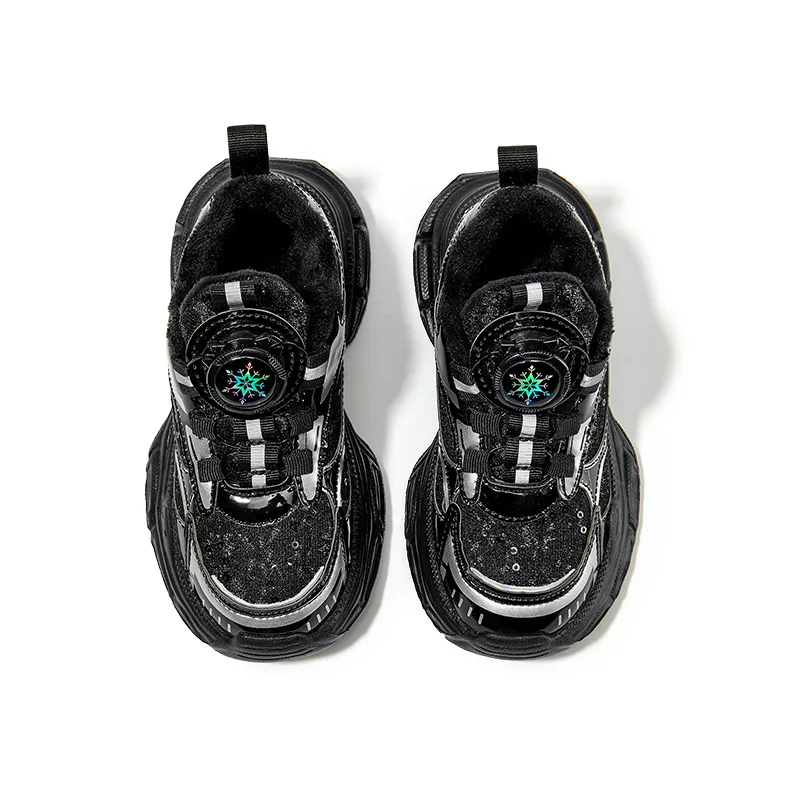 Disney Frozen Series Slip-Resistant Anti-Kick Cushioning Rebound Breathable Low-Top Kids' Running Shoes Black Kids'-3