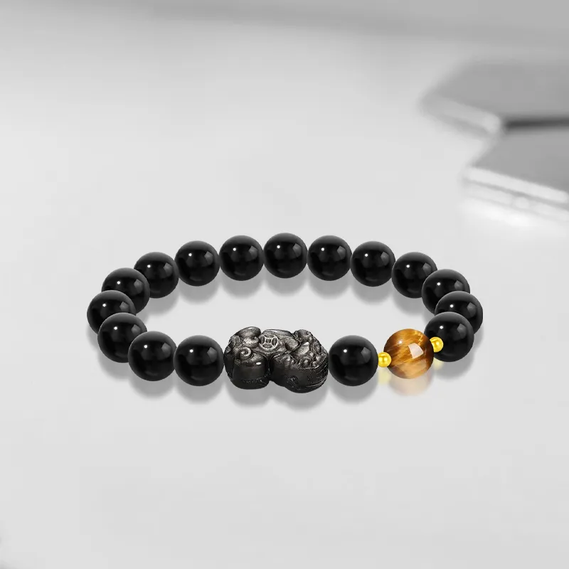Cuz Strange Intention Obsidian Bracelets Unisex-2