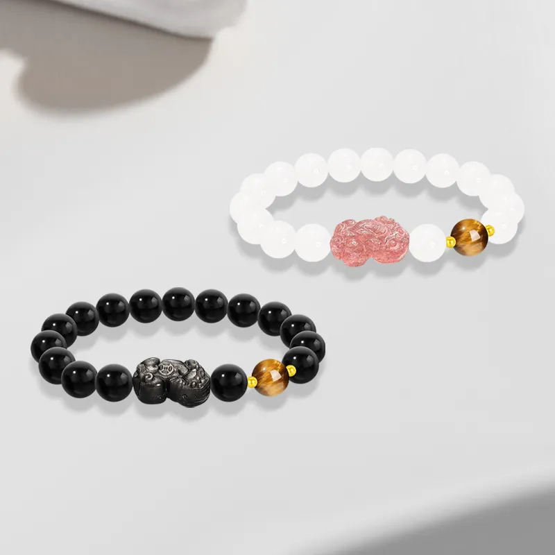 Cuz Strange Intention Obsidian Bracelets Unisex-4