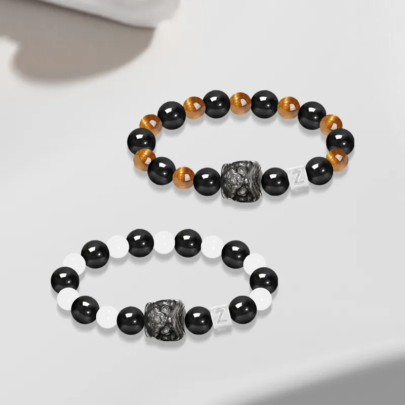 Cuz Strange Intention Obsidian Bracelets Unisex-4