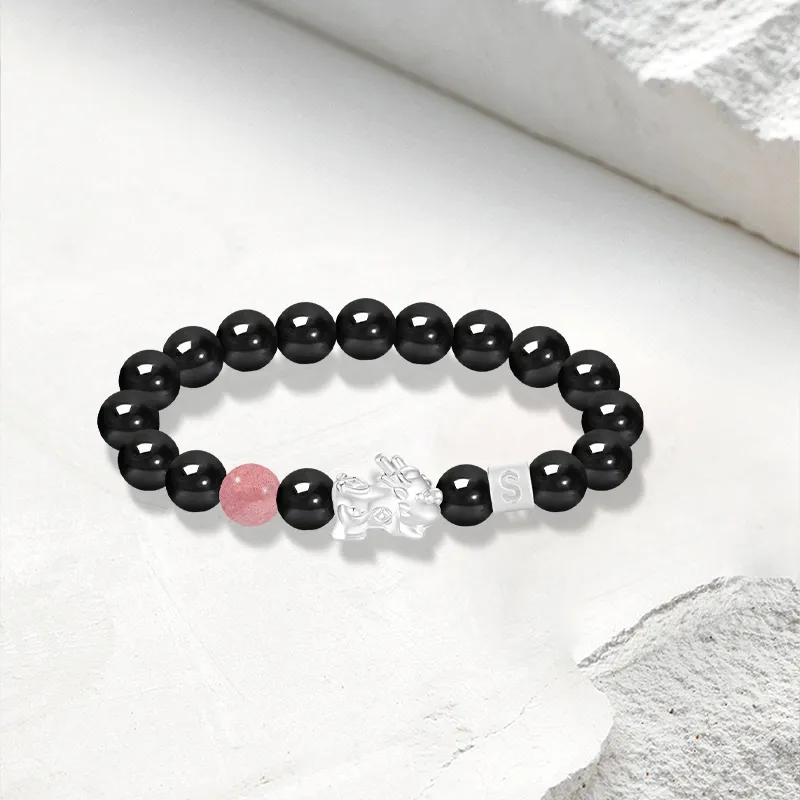 Cuz Strange Intention Obsidian Bracelets Unisex-4
