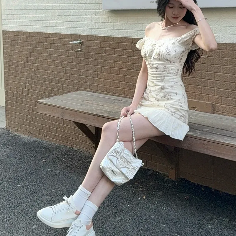 BEAUTIFUL CONFESSION Short Sleeved Dress Women's Apricot-4