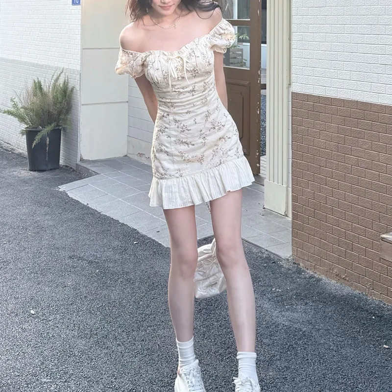 BEAUTIFUL CONFESSION Short Sleeved Dress Women's Apricot-2