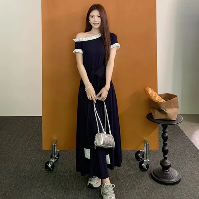 BEAUTIFUL CONFESSION Short Sleeved Dress Women's Navy Blue-5