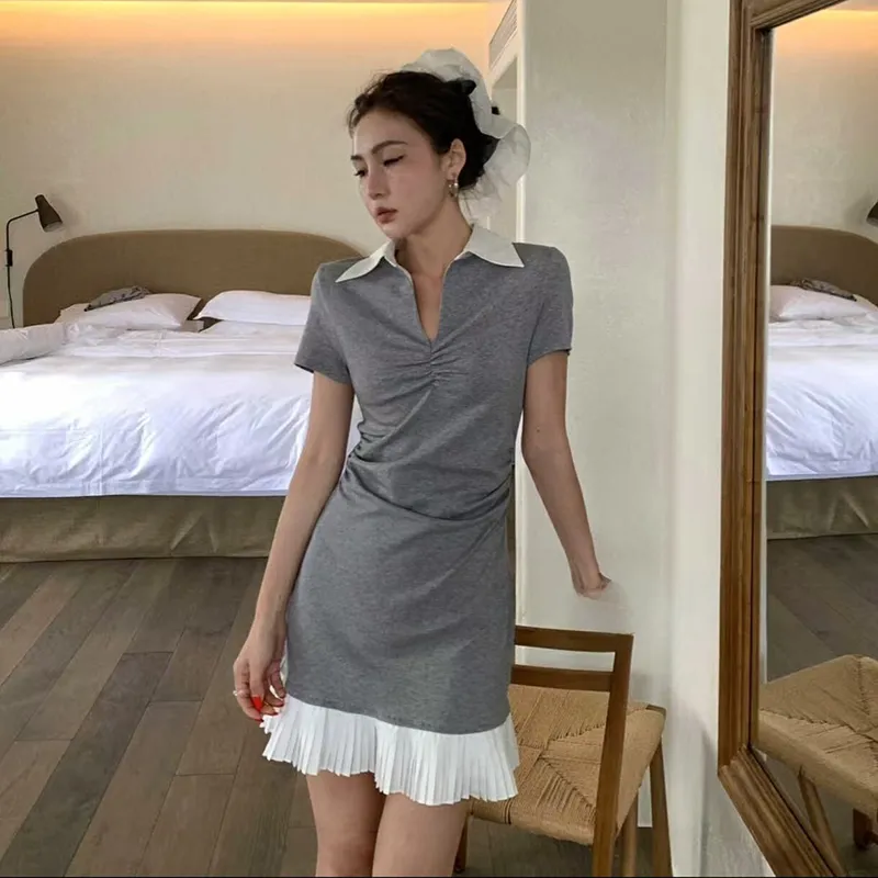 BEAUTIFUL CONFESSION Short Sleeved Dress Women's Gray-2