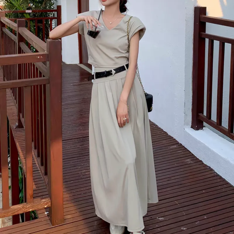 BEAUTIFUL CONFESSION Skirt Set Women's Light Coffee-3
