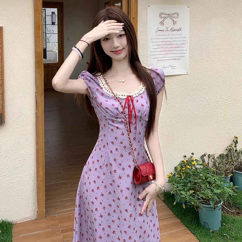 BEAUTIFUL CONFESSION Short Sleeved Dress Women's Purple-1