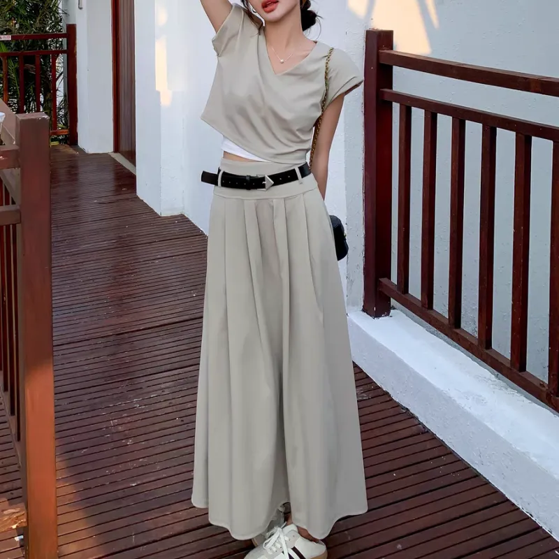 BEAUTIFUL CONFESSION Skirt Set Women's Light Coffee-5
