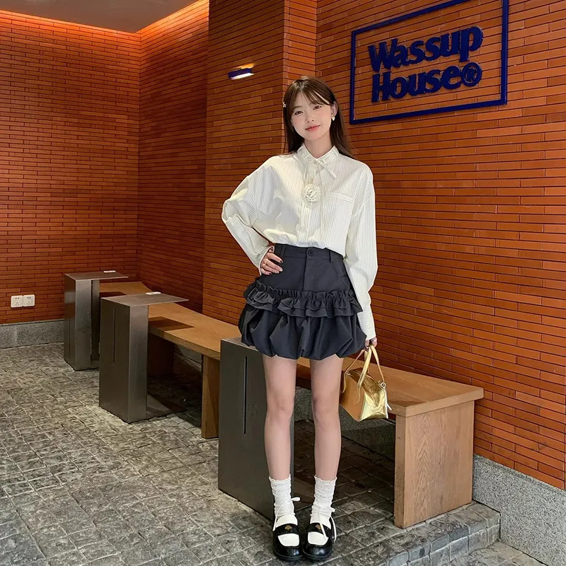 BEAUTIFUL CONFESSION Casual Short Skirts Women's Gray-2