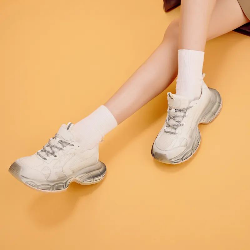 TOOMANYSHOES Beauty Campus Low Top Chunky Sneakers Women's Ecru-5