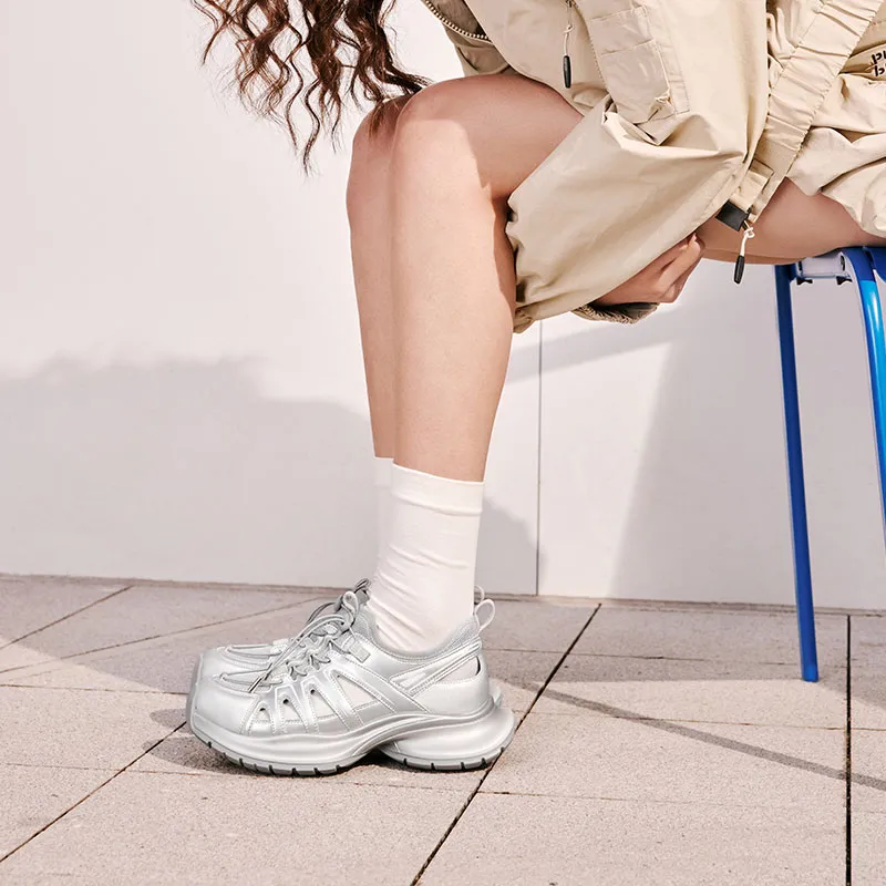 TOOMANYSHOES Modern Human Figure Low-Top Chunky Sneakers Women's-3