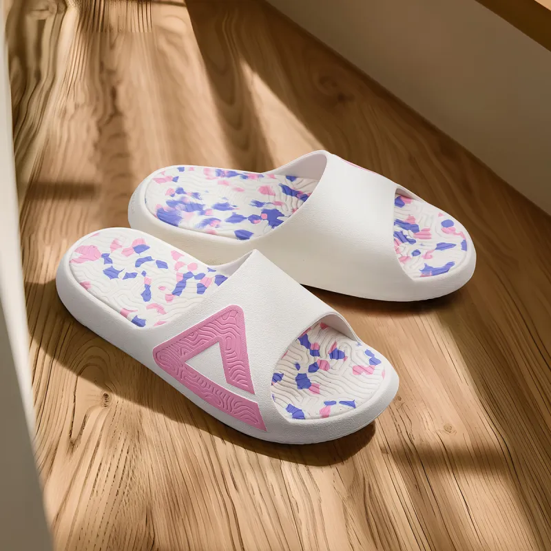 PEAK Tai Ji1.0 Slip Resistant Abrasion Resistant Cushioning Slide Slippers Unisex White Pink Purple-4