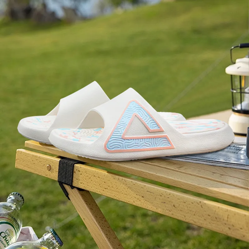 PEAK Slide Slippers Unisex Canvas White Pink-1