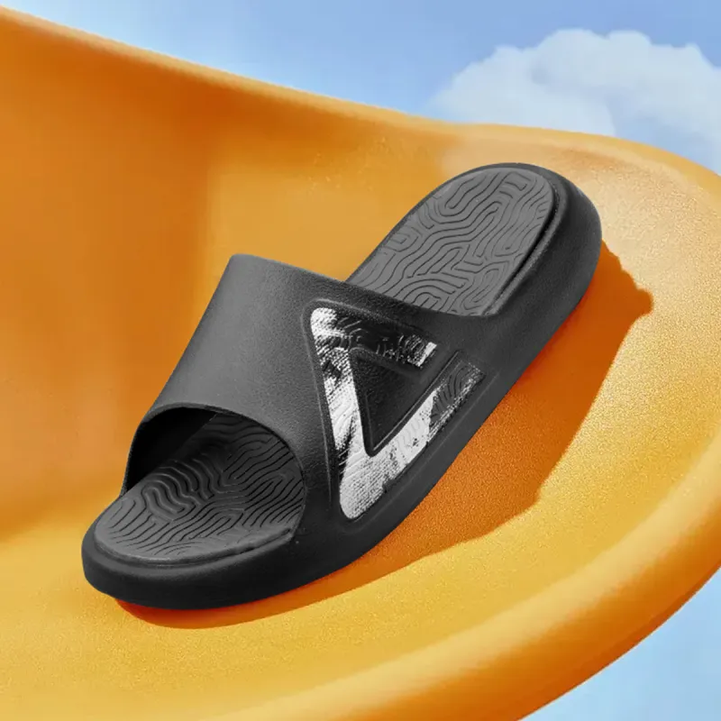 PEAK Tai Ji1.0 Cushioned Slip Resistant Abrasion Resistant Quiet Slide Slippers Unisex Black Gray-4