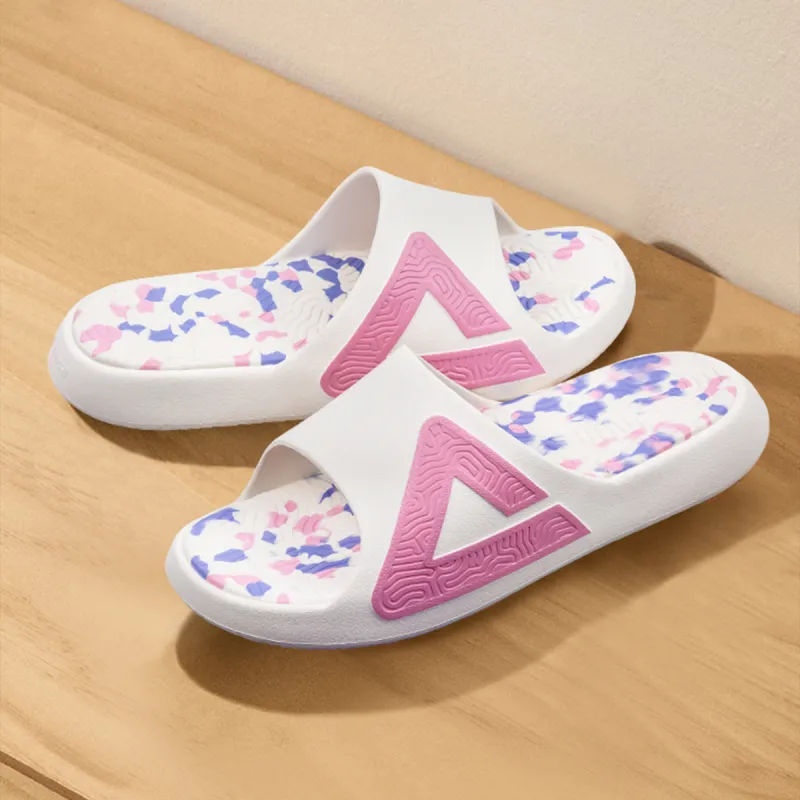 PEAK Tai Ji1.0 Slip Resistant Abrasion Resistant Cushioning Slide Slippers Unisex White Pink Purple-2
