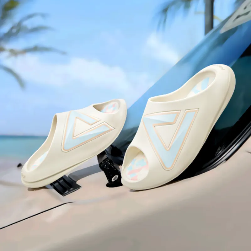 PEAK Very Small Fat Drag EVA Slip Resistant Abrasion Resistant Cushioning Slide Slippers Unisex White Blue-7