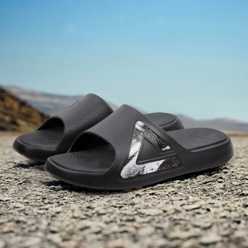 PEAK Tai Ji1.0 Cushioned Slip Resistant Abrasion Resistant Quiet Slide Slippers Unisex Black Gray-5