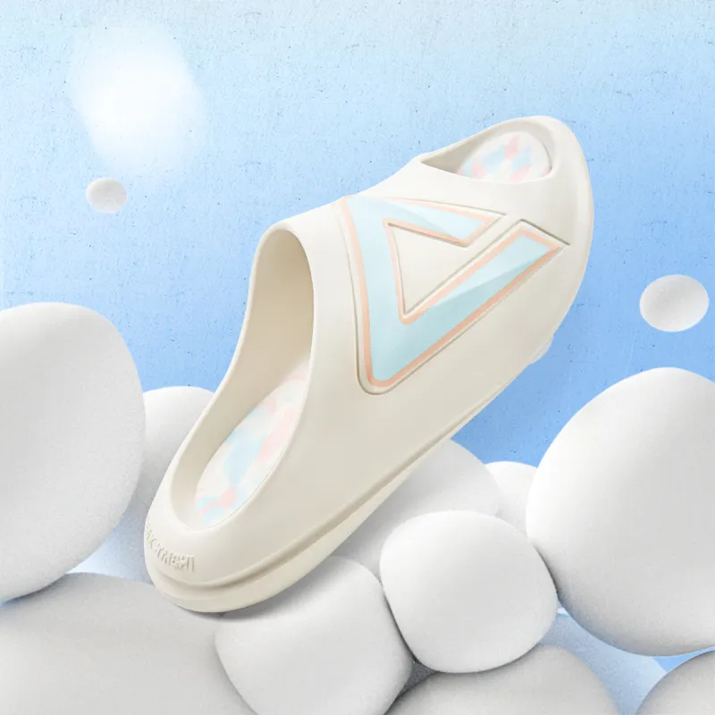 PEAK Very Small Fat Drag EVA Slip Resistant Abrasion Resistant Cushioning Slide Slippers Unisex White Blue-4
