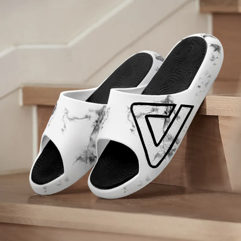 PEAK Tai Ji1.0 Cushioned Slip-Resistant Abrasion-Resistant Quiet Slide Slippers Unisex White Black-1