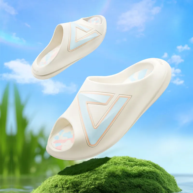 PEAK Very Small Fat Drag EVA Slip Resistant Abrasion Resistant Cushioning Slide Slippers Unisex White Blue-1