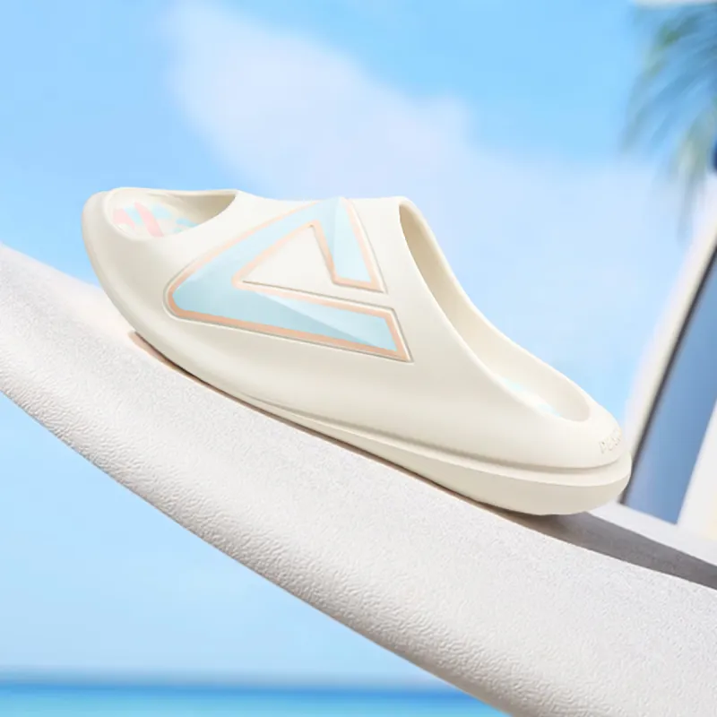 PEAK Very Small Fat Drag EVA Slip Resistant Abrasion Resistant Cushioning Slide Slippers Unisex White Blue-3