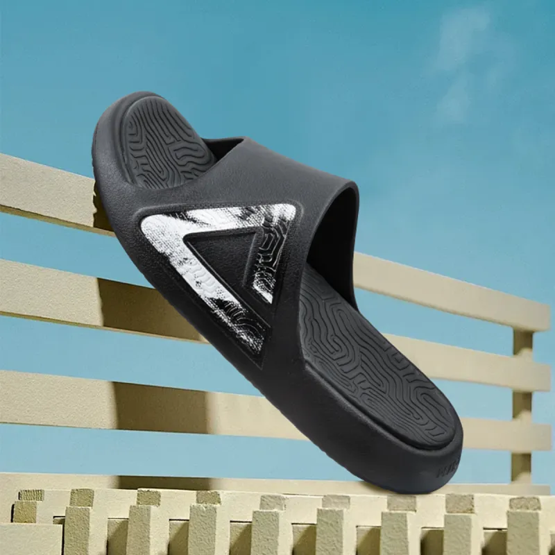 PEAK Tai Ji1.0 Cushioned Slip Resistant Abrasion Resistant Quiet Slide Slippers Unisex Black Gray-3