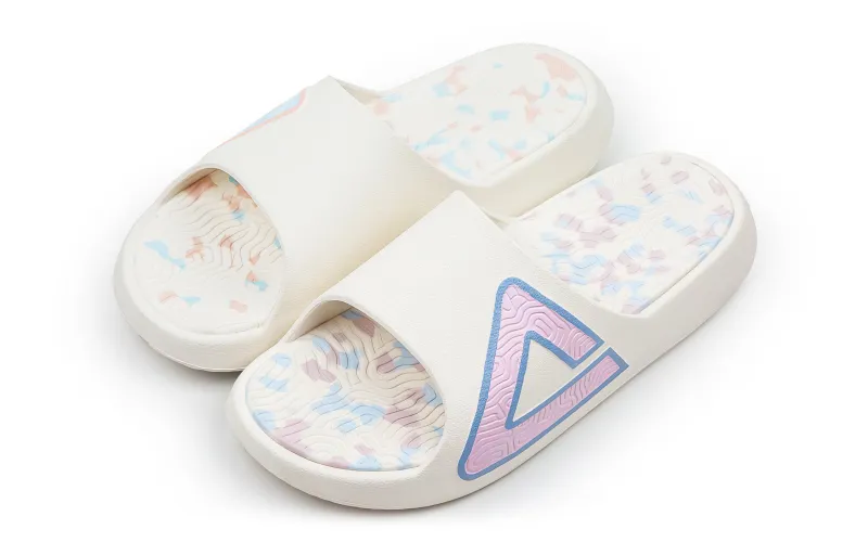 PEAK Tai Ji1.0 Quiet Slip Resistant Odor Resistant Slide Slippers Unisex Pink Blue Mismatched-1