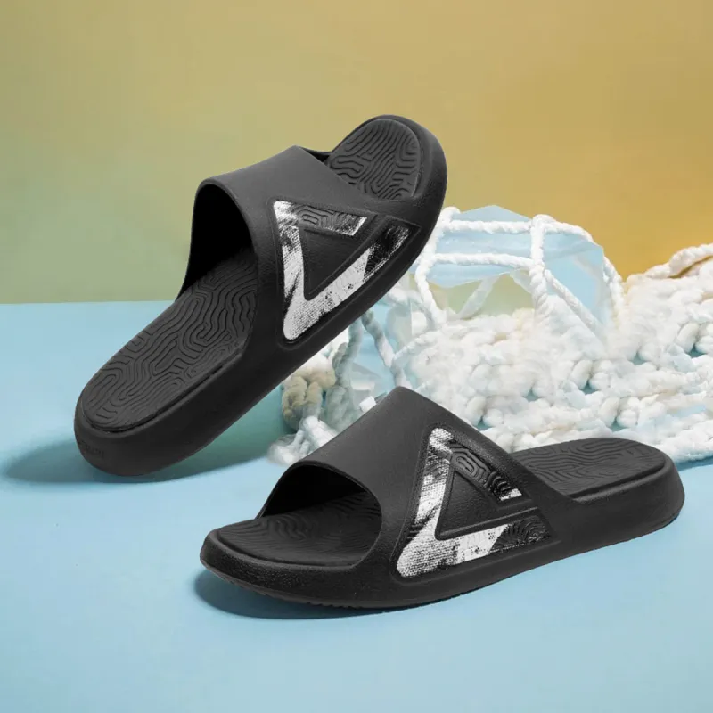 PEAK Tai Ji1.0 Cushioned Slip Resistant Abrasion Resistant Quiet Slide Slippers Unisex Black Gray-1