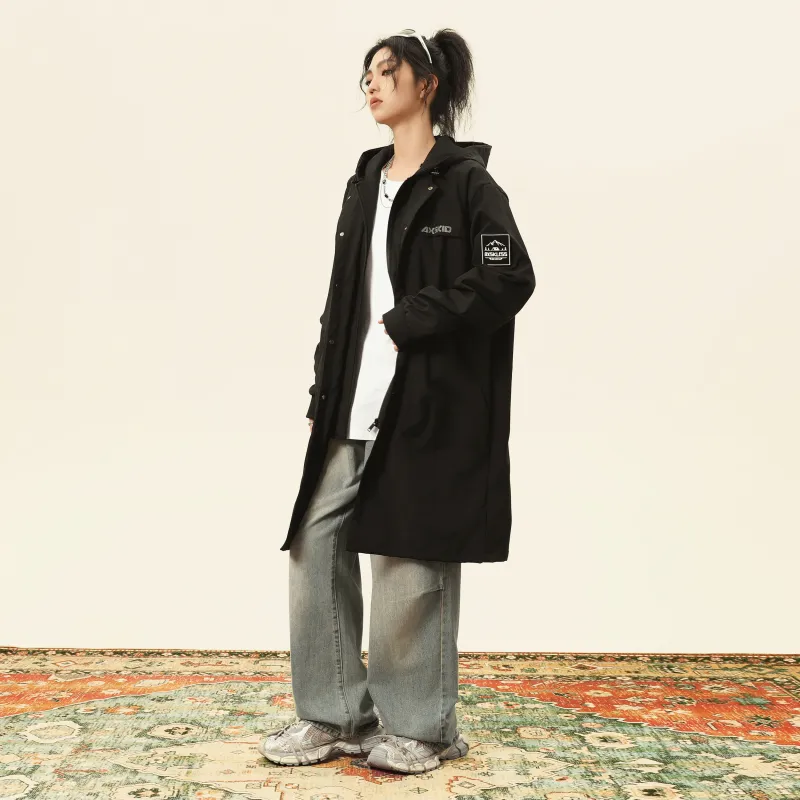 A.X.S.K Trench Coat Unisex Black-4