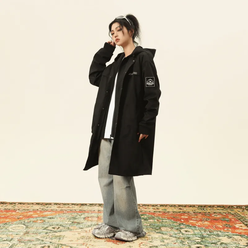A.X.S.K Trench Coat Unisex Black-5