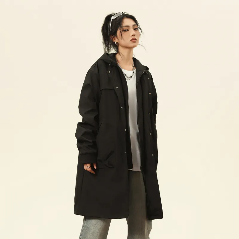 A.X.S.K Trench Coat Unisex Black-2