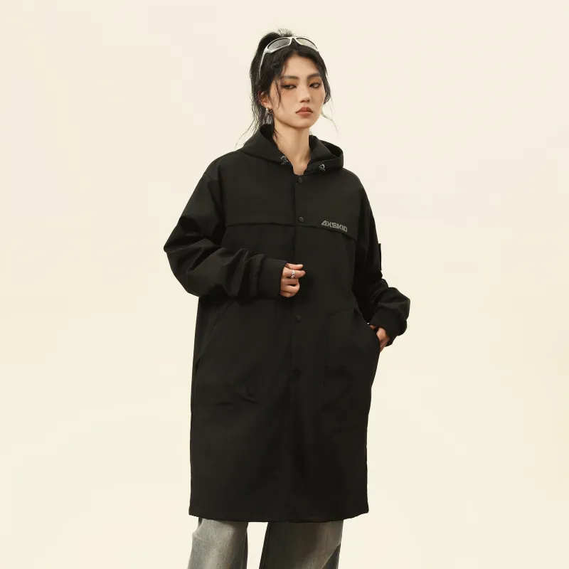 A.X.S.K Trench Coat Unisex Black-3