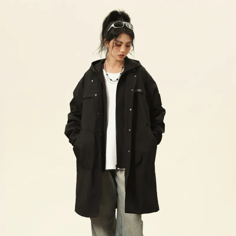 A.X.S.K Trench Coat Unisex Black-6