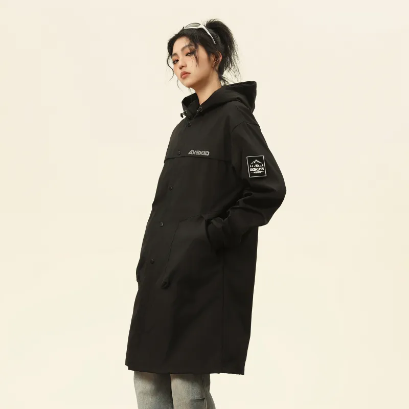 A.X.S.K Trench Coat Unisex Black-8