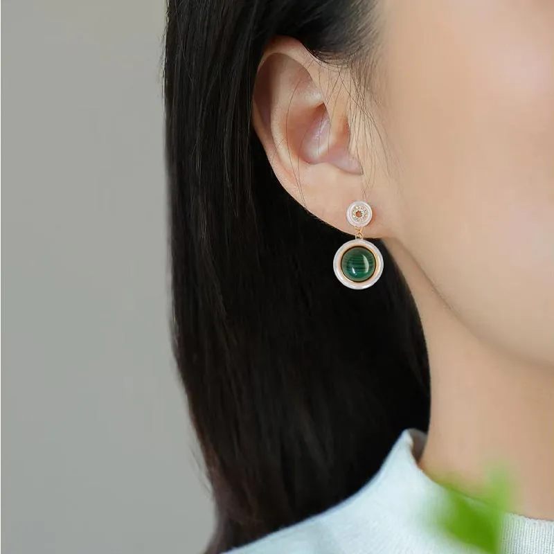CARAT'S DIARY Synthetic Malachite Earrings Women's-2