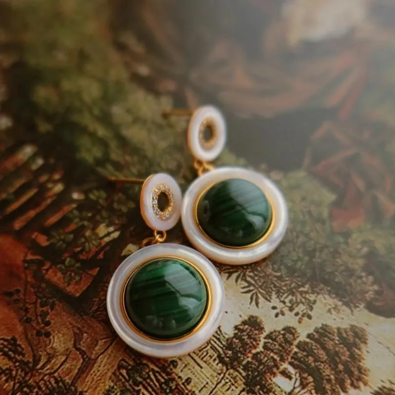 CARAT'S DIARY Synthetic Malachite Earrings Women's-6