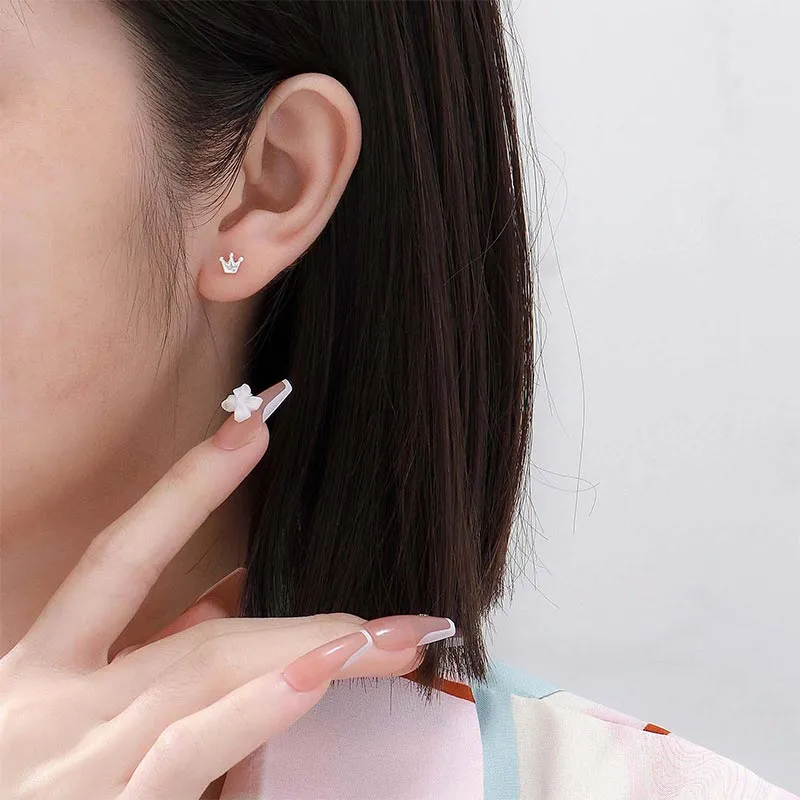 CARAT'S DIARY S999 Fine Silver Stud Earrings Women's-2