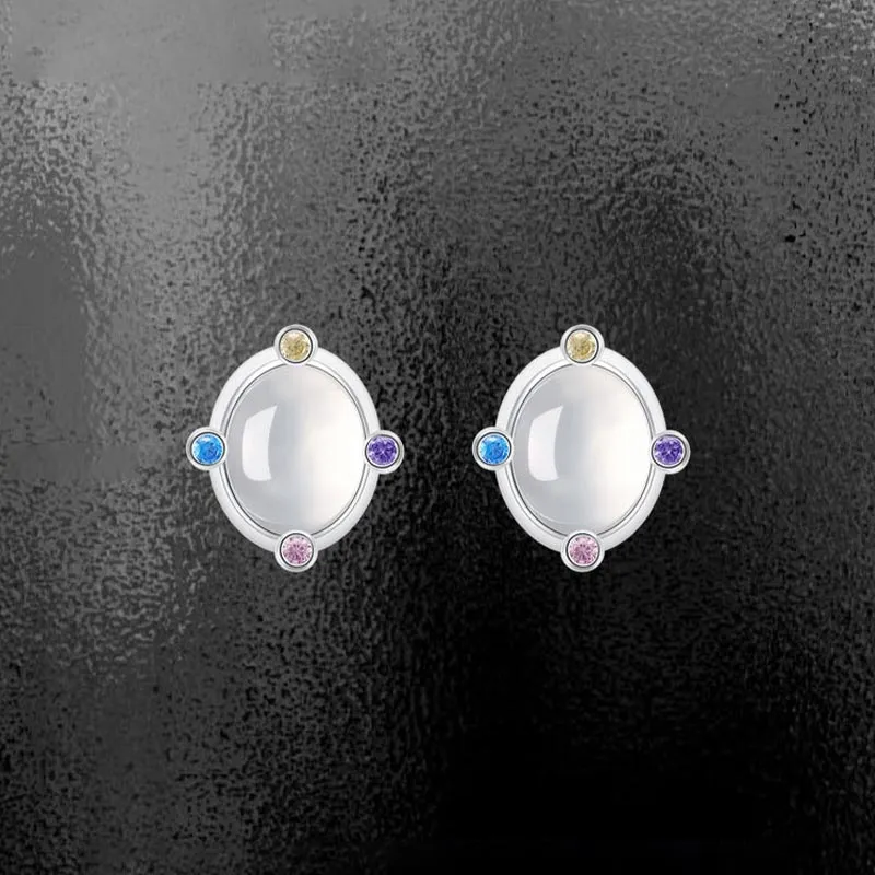 CARAT'S DIARY Agate Stud Earrings Women's-5