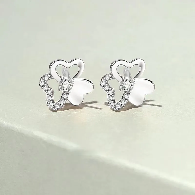 CARAT'S DIARY S999 Fine Silver Stud Earrings Women's-5