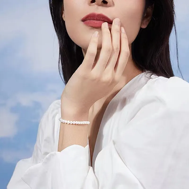 CARAT'S DIARY Faux Pearl Plain Band Layering Instagram Style Bracelets Women's-2