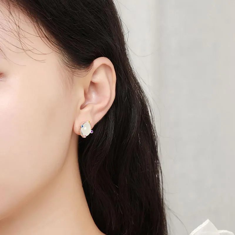 CARAT'S DIARY Agate Stud Earrings Women's-2