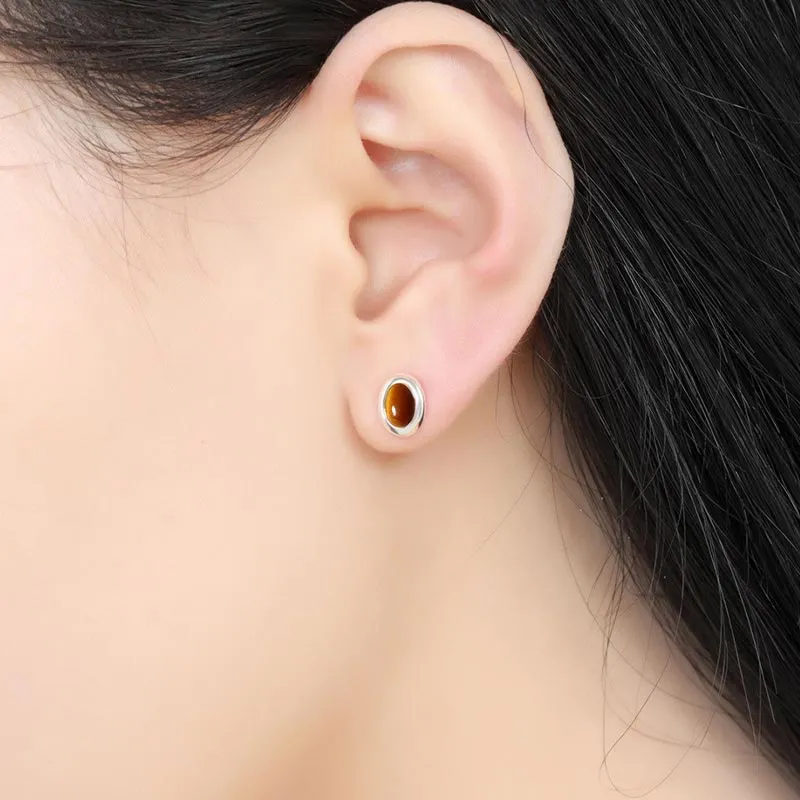 CARAT'S DIARY Agate Stud Earrings Women's-2